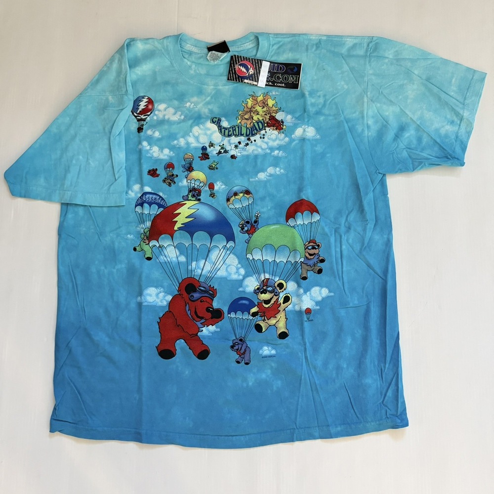 Vtg 2000 *NWT* Grateful Dead Parachuting Bears Songs Fill the Air Liquid Blue XL